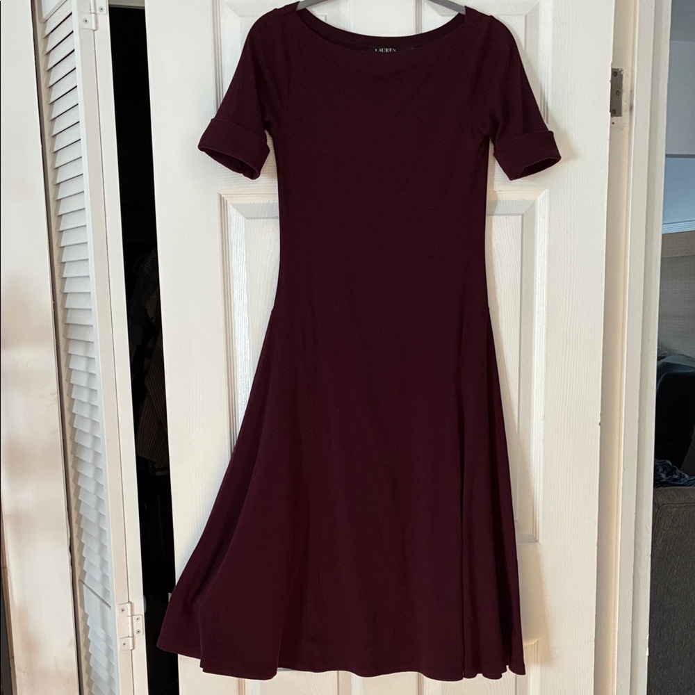 Ralph Lauren Elegant Burgundy A-Line Dress timeless!